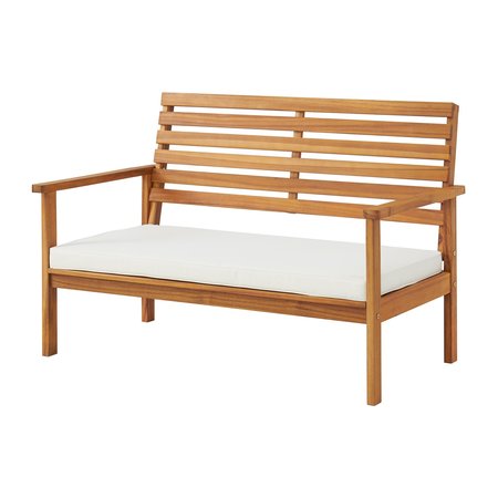 Alaterre Furniture Orwell Outdoor Acacia WoodBench with Cushion and 15" H Cocktail Table, Set of 2 ANOW01ANO